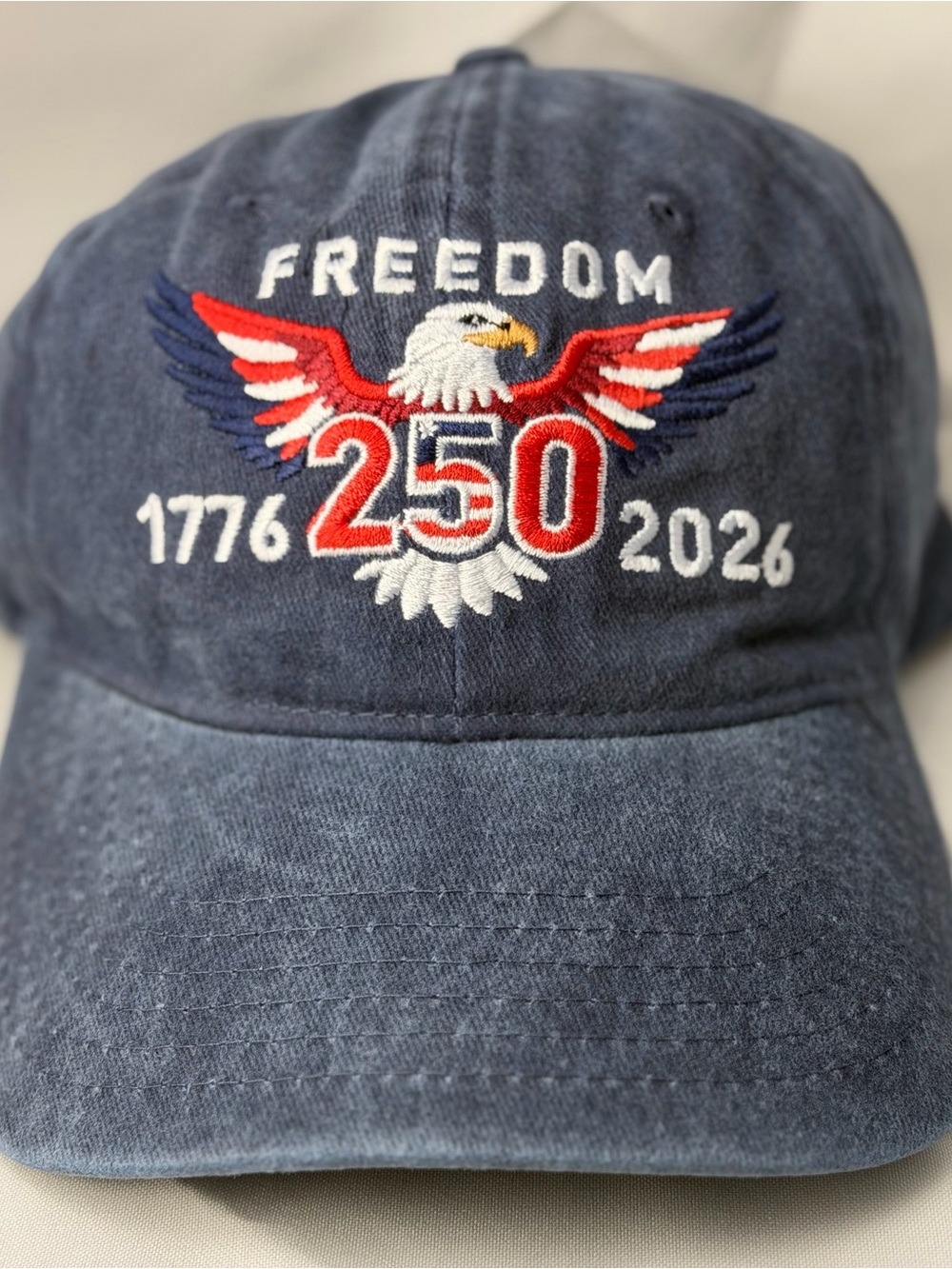 Freedom 250 Embroidered Navy Cap - Patriotic Eagle Design - NEW NEVER WORN